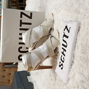 New SCHUTZ Marcela Women's Cream Strappy Stiletto Heels